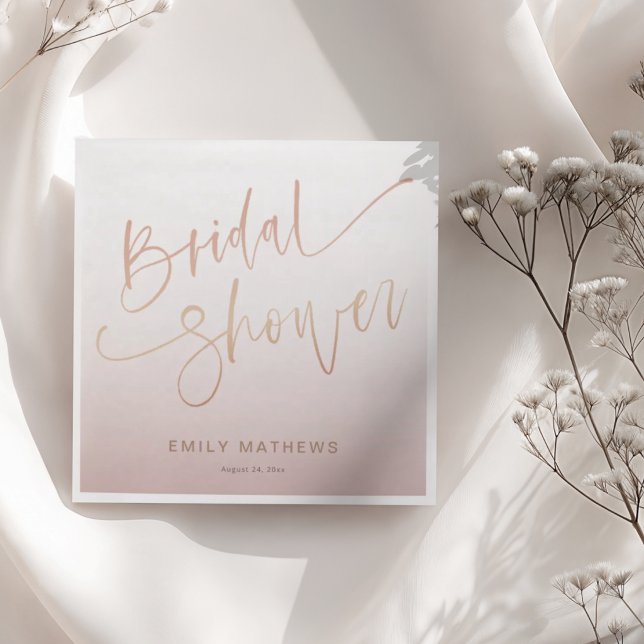 Modern Rose Gold Gradient Bridal Shower  Napkin (Creator Uploaded)