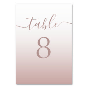 Modern Rose Gold Gradient Wedding Table Number