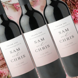 Modern Rose Gold Gradient Wedding  Wine Label