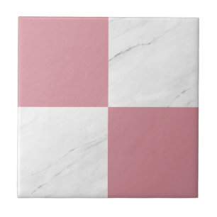 Modern Rose Gold Grey Marble Geometric Chequered Tile