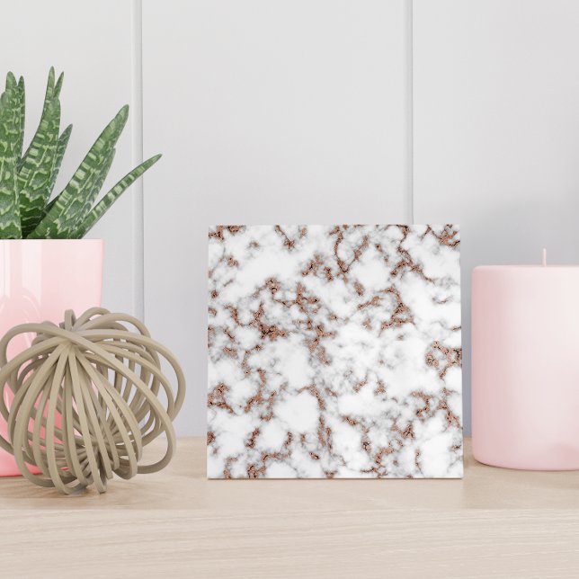 Modern Rose Gold Grey White Marble Tile (Creator Uploaded)