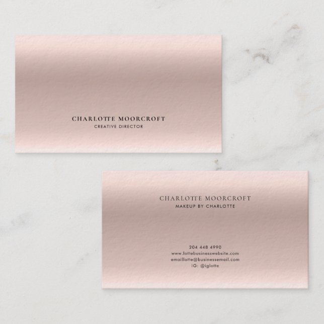 Modern Rose Gold Hair and Makeup Artist Business Card (Front/Back)