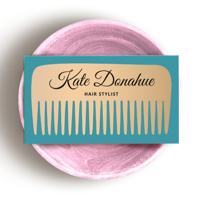 Modern Rose Gold Hair Stylist Comb Beauty Salon Business Card (Creator Uploaded)