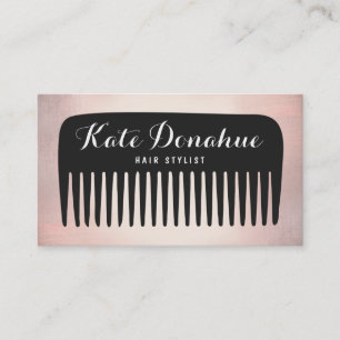Modern Rose Gold  Hairdresser Comb Salon Business Card