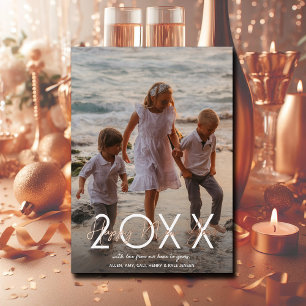 Modern Rose Gold Happy New Year Photo Foil Holiday Card
