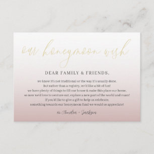 Modern Rose Gold Honeymoon Wish Wedding Enclosure Card