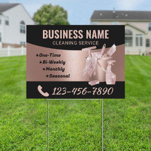 Modern Rose Gold House Cleaning Maid Service Garden Sign