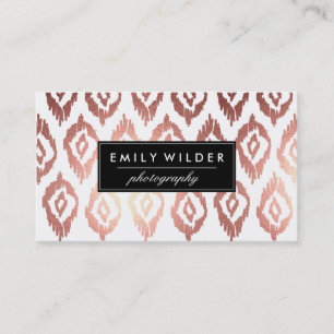 Modern Rose Gold Ikat   Business Card