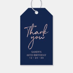 Modern Rose Gold Lettering Party Favour Thank you Gift Tags