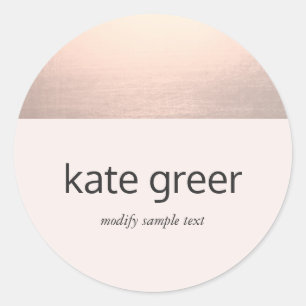 Modern Rose Gold Light Pink Classic Round Sticker