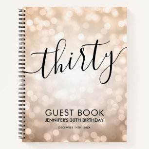 Modern Rose Gold Lights 30th Birthday GUEST BOOK