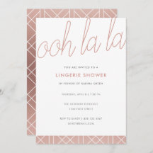 Modern Rose Gold Lingerie Shower Invite