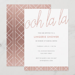 Modern Rose Gold Lingerie Shower Invite
