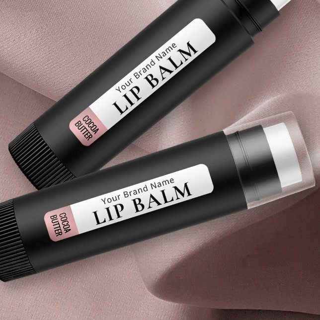 Modern Rose Gold Lipstick Lip Balm Tube Waterproof (Rose gold effect lip balm stickers with fully editable text)