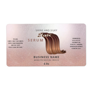 Modern rose gold litter ombre  hair serum label