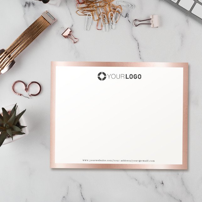 Modern rose gold logo personalised Stationery Thank You Card (Modern rose gold logo personalized Stationery Thank You Card)