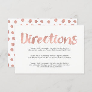 Modern Rose Gold Love Wedding Directions Card