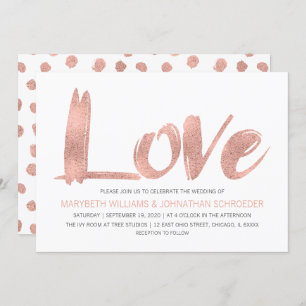 Modern Rose Gold Love Wedding Invitation