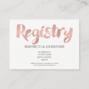 Modern Rose Gold Love Wedding Registry Card