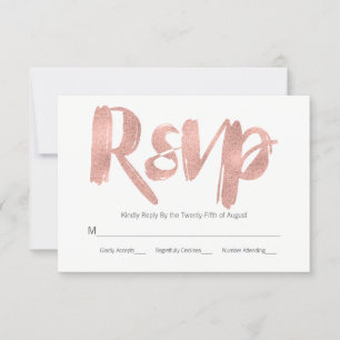 Modern Rose Gold Love Wedding RSVP Card