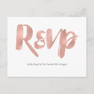 Modern Rose Gold Love Wedding RSVP Postcard