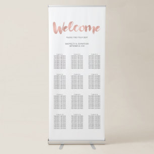 Modern Rose Gold Love Wedding Seating Chart Retractable Banner