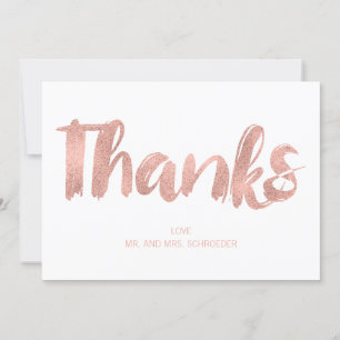 Modern Rose Gold Love Wedding Thank You Card
