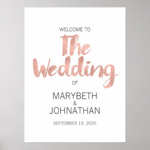Modern Rose Gold Love Wedding Welcome Sign