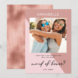 Modern Rose Gold Maid Of Honor Proposal Invitation