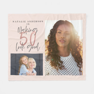 modern rose gold making 50 look goodFleece Blanket