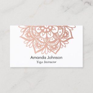 Modern Rose Gold Mandala Yoga Instructor Business Card