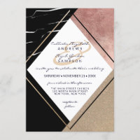 Modern Rose Gold Marble Geometric Triangle Wedding