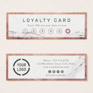 Modern rose gold marble luxe business loyalty card