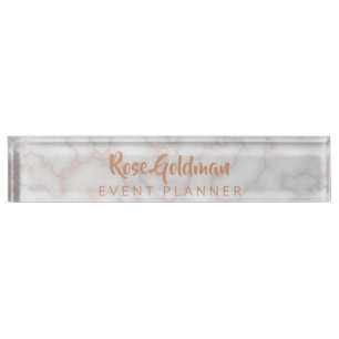 Modern Rose Gold Marble Stone Luxury Nameplate