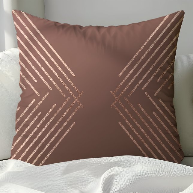 Modern Rose Gold Mauve Geometric Pattern Cushion (Creator Uploaded)