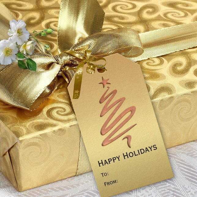Modern Rose Gold Metallic Holidays Gift Tag (Creator Uploaded)