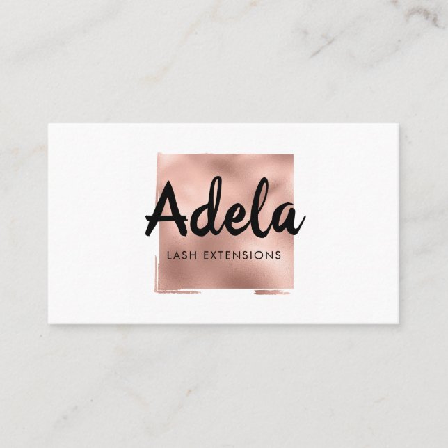 Modern Rose Gold Metallic Sparkle Chic Square Name Business Card (Front)