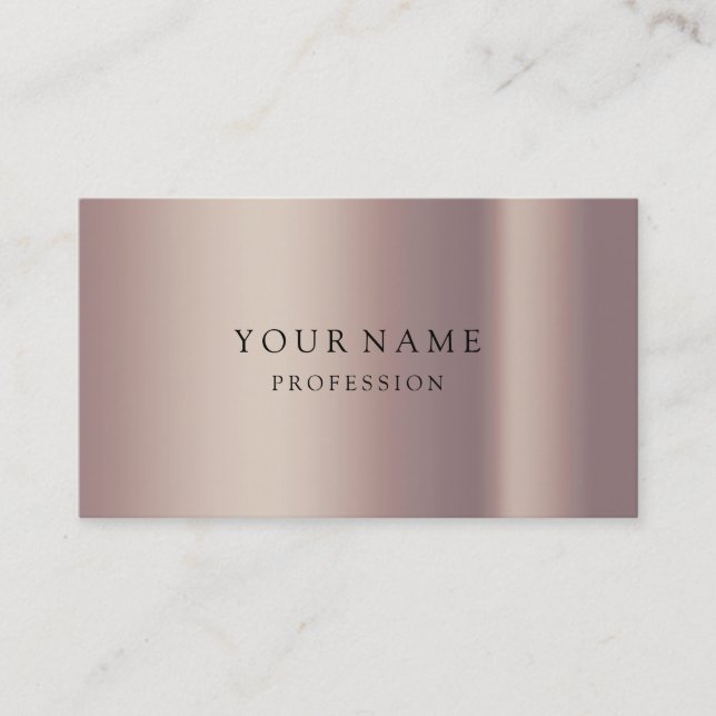 Modern Rose Gold Minimal Silk Metallic White Busin Business Card (Front)