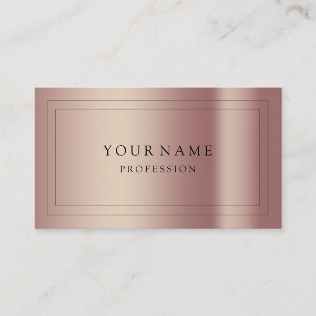 Modern Rose Gold Minimal Silk Metallic White Busin Business Card (Front)