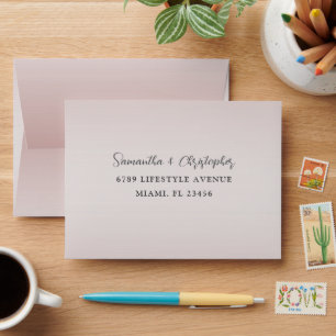 Modern Rose Gold Monogram Wedding RSVP  Envelope