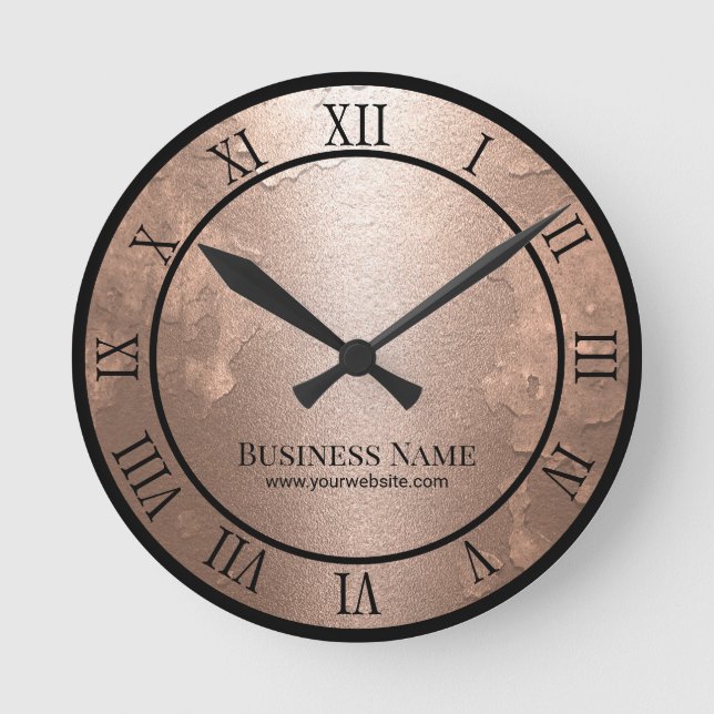 Modern Rose Gold Moon Vintage Astronomical  Round Clock (Front)