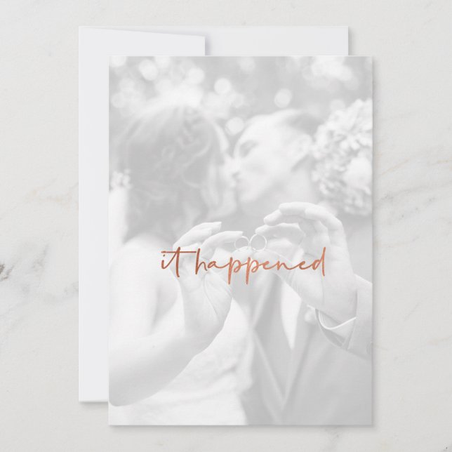 Modern Rose Gold Photo Just Married Reception Invitation (Front)