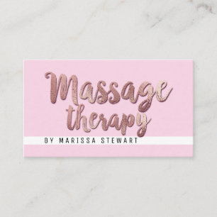 Modern Rose Gold  Pink Simple Massage Therapist Business Card