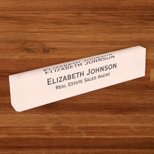 Modern Rose Gold Professional Business Executive Nameplate