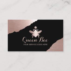 Modern Rose Gold Queen Bee Beauty Salon & Spa Business Card