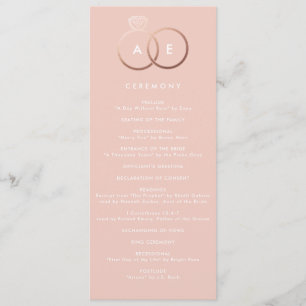 Modern Rose Gold Rings Blush Wedding Program Programme