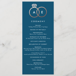 Modern Rose Gold Rings Custom Wedding Program Programme
