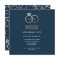Modern Rose Gold Rings Navy Wedding Invitation