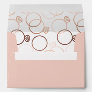 Modern Rose Gold Rings Wedding Invitation Envelope