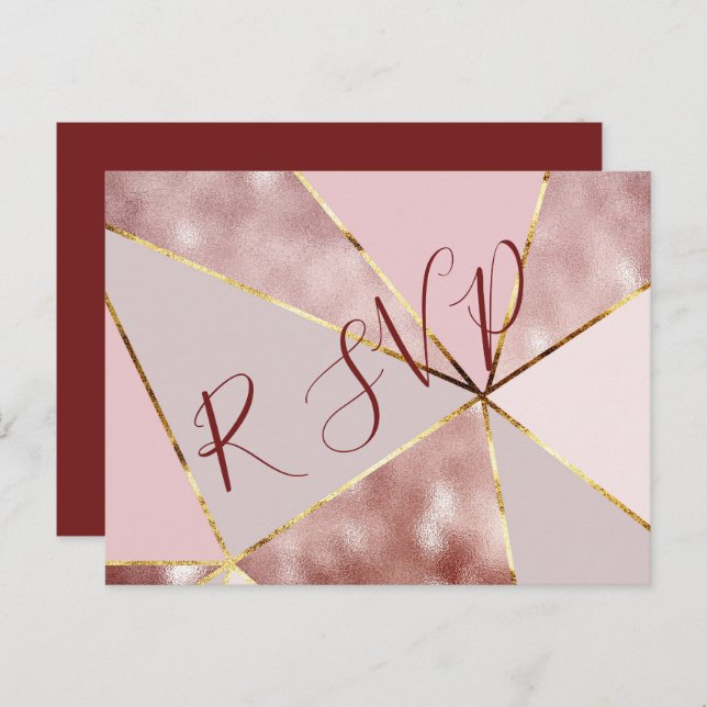 Modern Rose Gold RSVP Postcard (Front/Back)